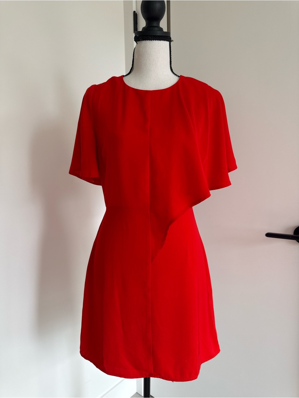 Showpo Red Mini Dress with Cape Sleeve Detail